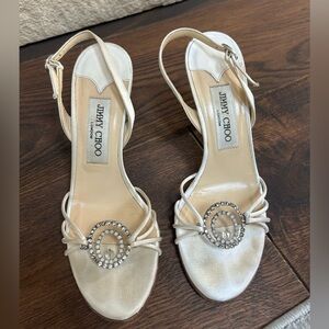 Jimmy Choo Evelyn silk satin white sandal